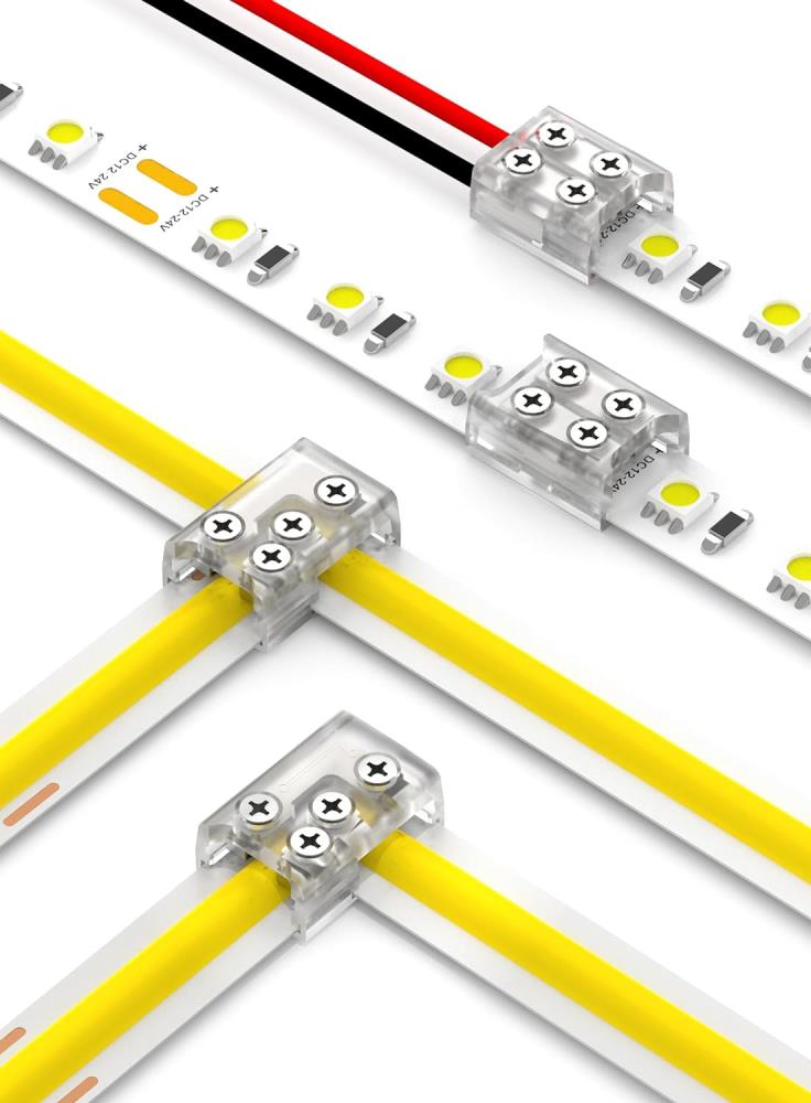 8mm LED Streifen Schraub Verbinder für SMD und COB PCB LED Leisten (Streifen zu Kabel)