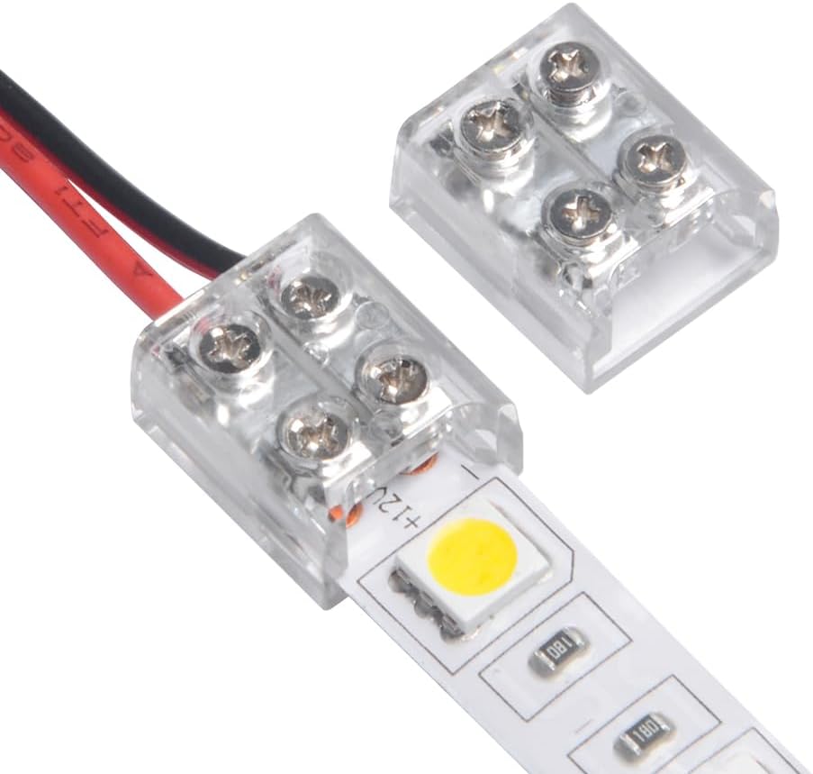 10mm LED Schraub Verbinder für SMD und COB PCB LED Leiste 12v 24v 48v (Streifen zu Kabel)
