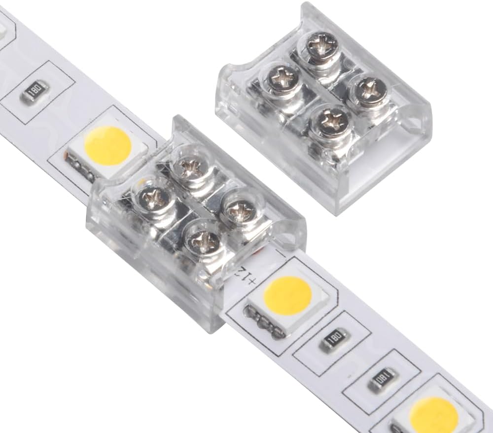 10mm LED Schraub Verbinder für SMD und COB PCB LED Leiste 12v 24v 48v (Streifen zu Streifen)